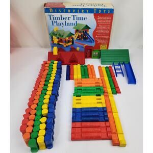 Discovery Toys 2001 Timber Time Playland Building Primary Colors Logs Cabin